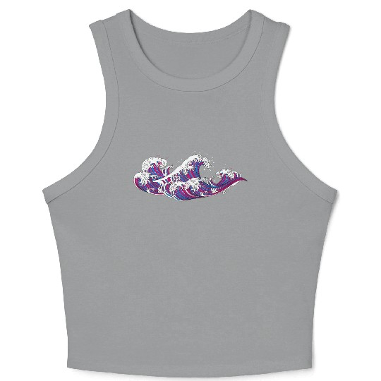 Long Japanese Bi Wave. Bisexual Pride. Crop Tank Top