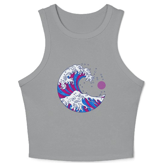 Circular Japanese Bi Wave. Bisexual Pride. Crop Tank Top