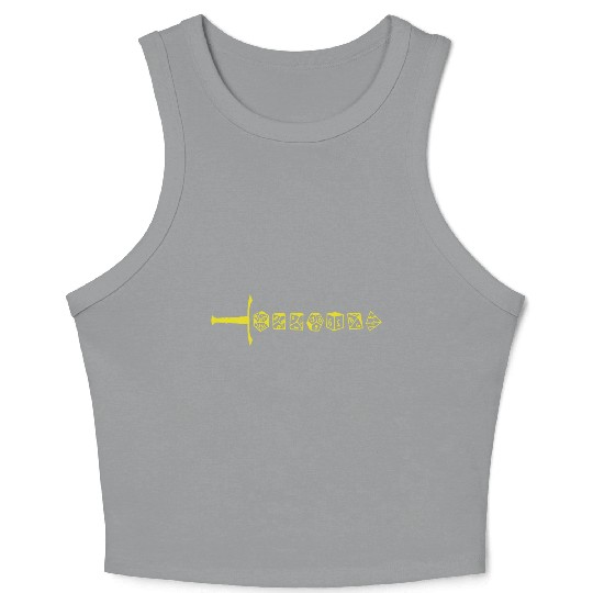 yellow dice sword fantasy Crop Tank Top