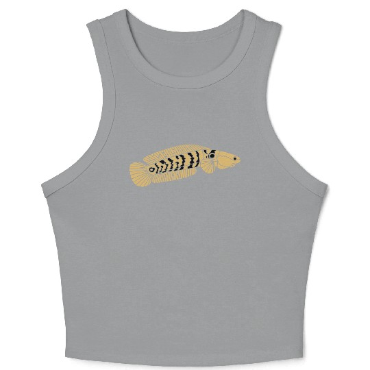 black and gold channa snakehead fish illustrations Crop Tank Top