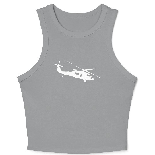 UH-60 Black Hawk Helicopter Silhouette Crop Tank Top