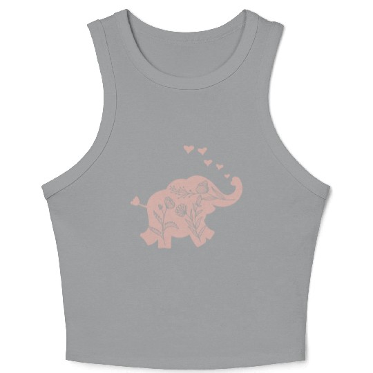 Elephant Girls Women Flowers Crop Tank Top