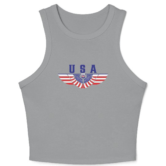 4th of July USA American Flag Eagle Colored Wings. Crop Tank Top