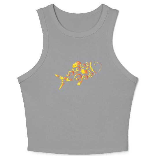 Artsy gold fish Crop Tank Top