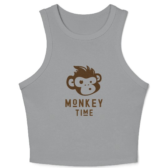 It's Monkey Time Cute Funny Monkey Face Crop Tank Top