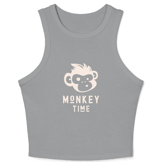 It's Monkey Time Cute Funny Monkey Face Crop Tank Top