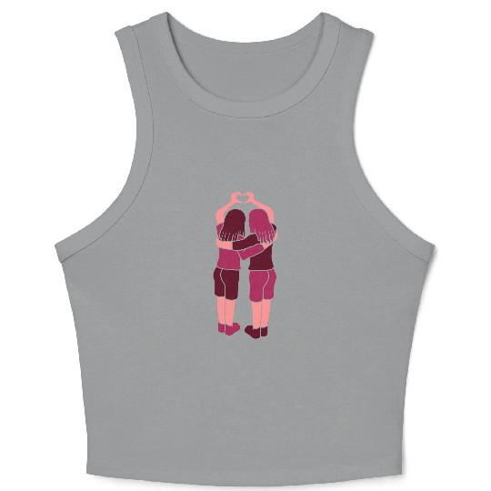 Hand heart girlfriends Crop Tank Top