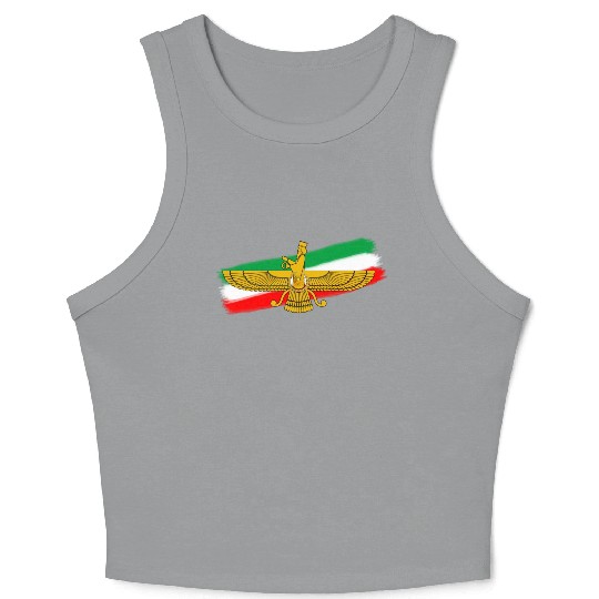 Iran Flag Faravahar Lion Sun Crop Tank Top