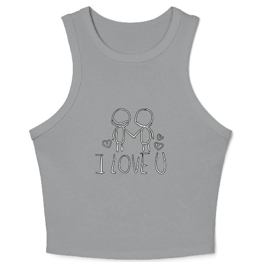 valentines day i love you gay couple Crop Tank Top