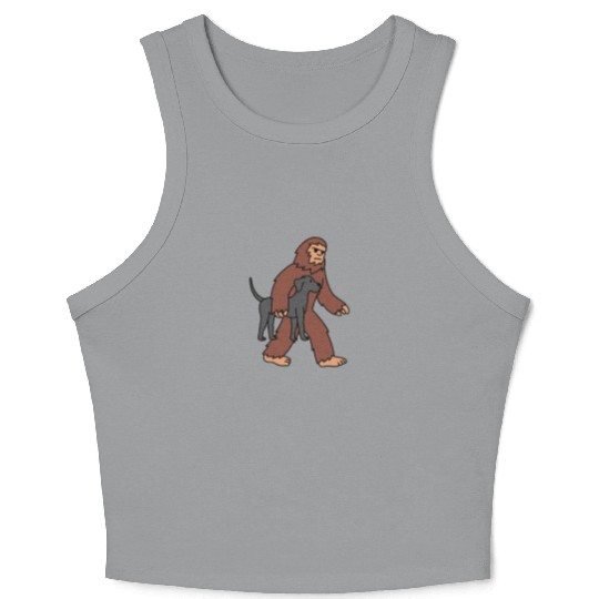 Bigfoot Sasquatch Carrying Great Dane Crop Tank Top