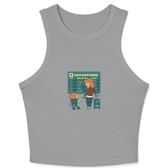Airport Departures Flight Mom and Son traveling Ai Crop Tank Top