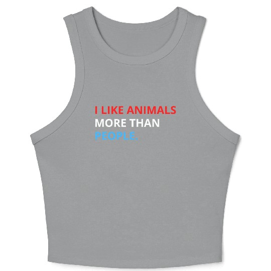 I Like Animals More Than People (Red, White & Blue Crop Tank Top