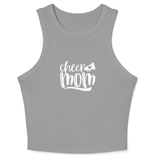 Womens Cheer Mom Crop Tank Top Megaphone with Heart Accen