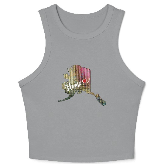 My Home is Alaska Pink and Yellow Knit Print Crop Tank Top