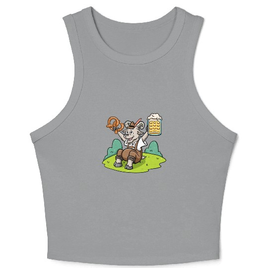 Goat Beer Pretzel Bavarian Leather Trousers Beer Crop Tank Top