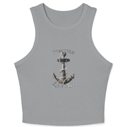 Honolulu Hawaii Nautical Anchor Sailing Crop Tank Top