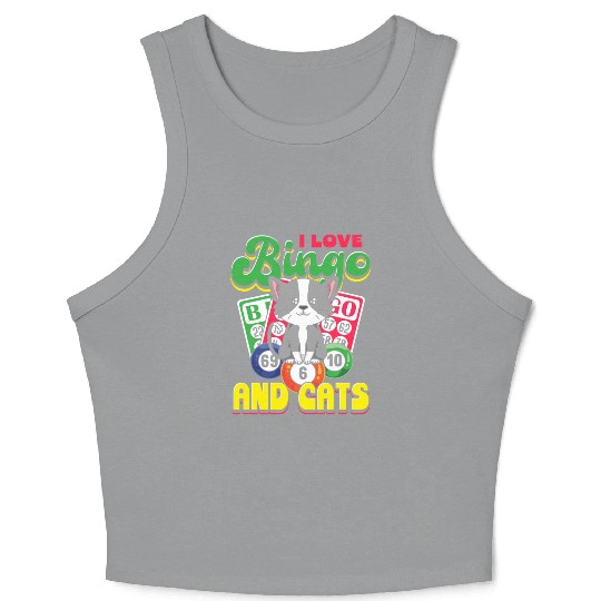 I love bingo and cats - cat saying quote Crop Tank Top