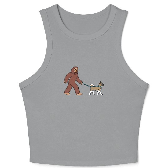 Bigfoot Sasquatch Walking Akita Crop Tank Top