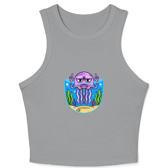 Jelly Fish Middle Finger Jellyfish Crop Tank Top