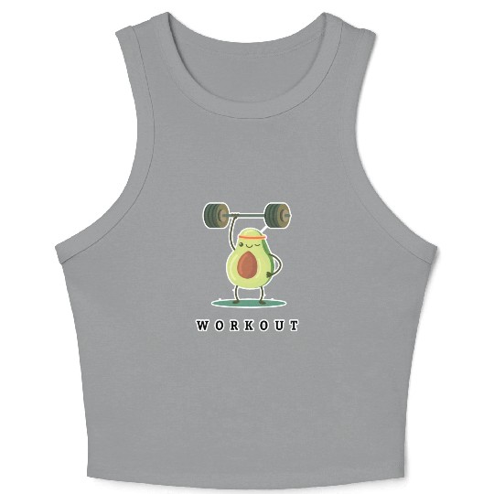 Workout Avocado cartoon Crop Tank Top