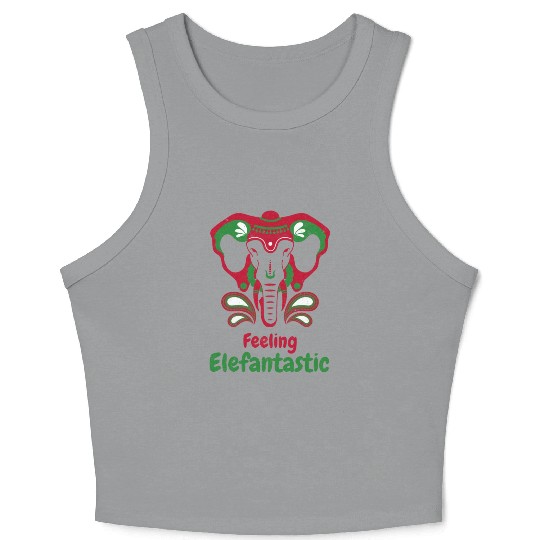 Feeling Elefantastic. Colorful Good Luck Elephant Crop Tank Top