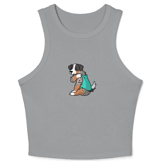 I Love Mom Tattoo Australian Shepherd Crop Tank Top
