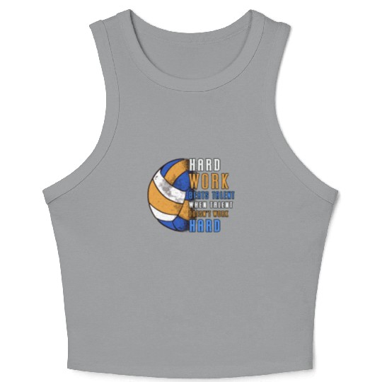 Volleyball Hard Work Beats Beach Volleyball Player Crop Tank Top