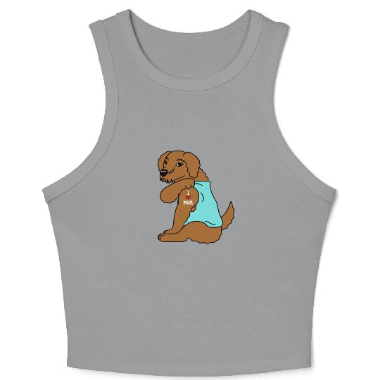 I Love Mom Tattoo Goldendoodle Crop Tank Top