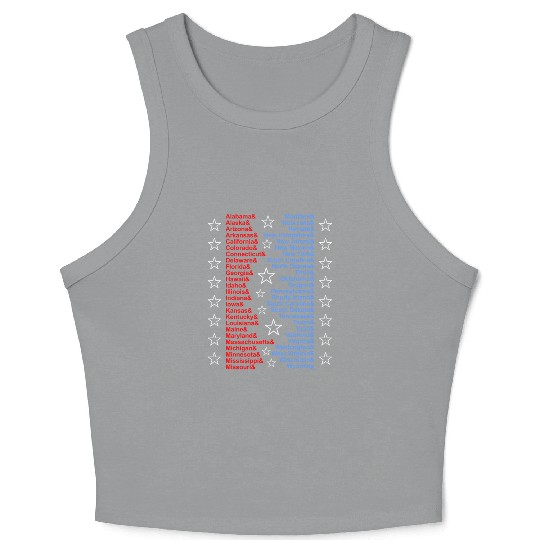 Patriotic Fifty States Red White Blue Crop Tank Top