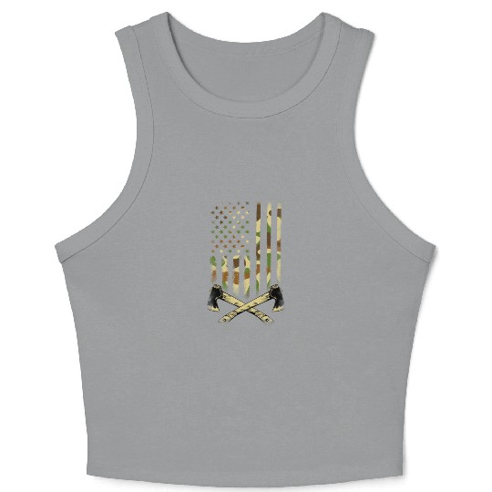American Camouflage Throwing Axes - US Flag Axe Crop Tank Top