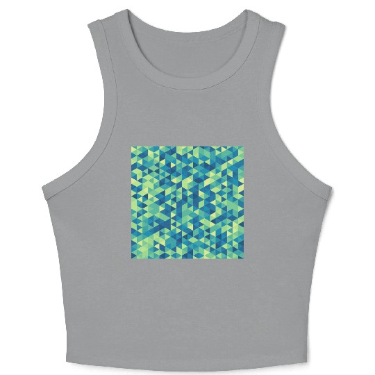 Geometric Hexagon Pattern Blue Yellow Green Crop Tank Top