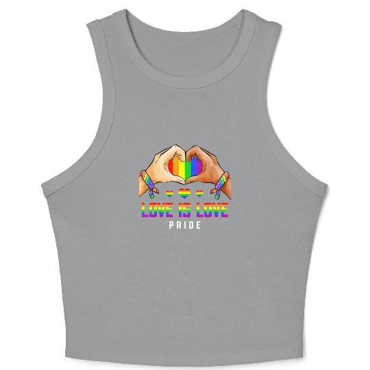 Love Is Love Gay Lesbian Pride LGBT Rainbow Heart Crop Tank Top