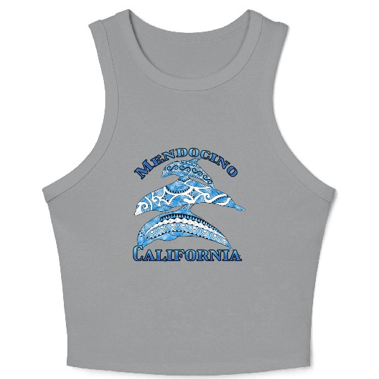Mendocino California Vacation Tribal Dolphins Crop Tank Top
