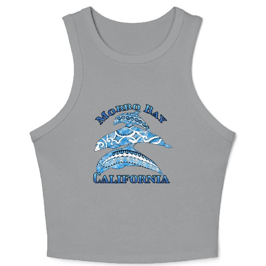 Morro Bay California Vacation Tribal Dolphins Crop Tank Top