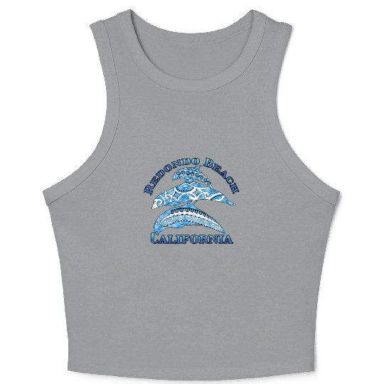 Redondo Beach California Vacation Tribal Dolphins Crop Tank Top