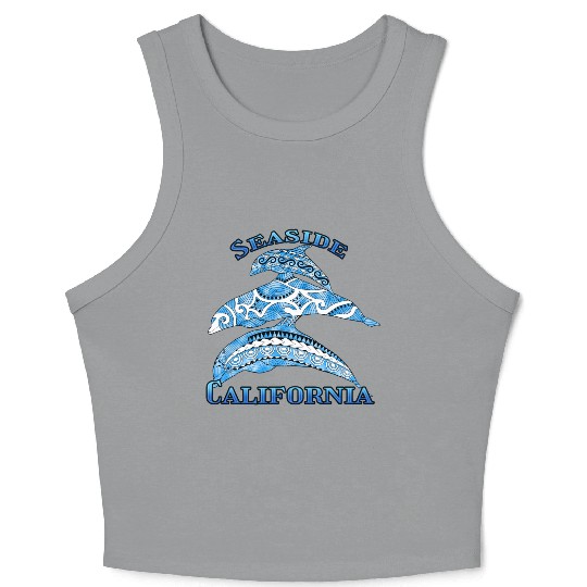Seaside California Vacation Tribal Dolphins Crop Tank Top