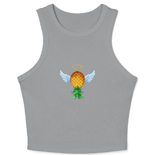 Cute Swinger Upside Down Pineapple Angel Wings Crop Tank Top