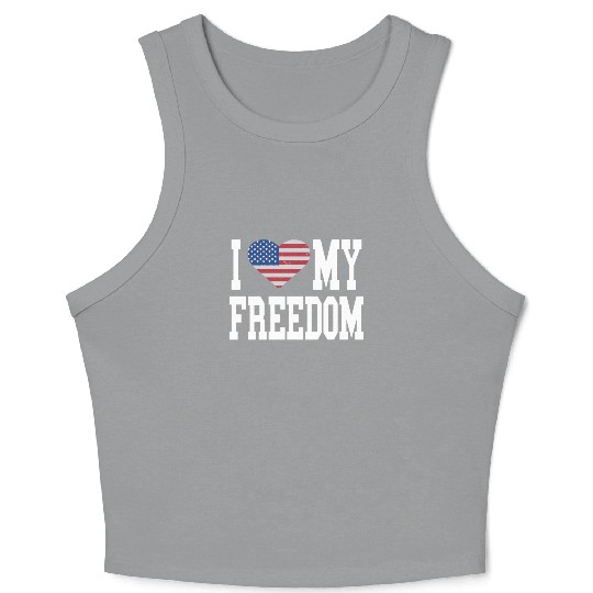 Patriotic American Flag I Heart Freedom, I Love Crop Tank Top