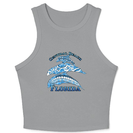 Central Beach Florida Vacation Tribal Dolphins Crop Tank Top