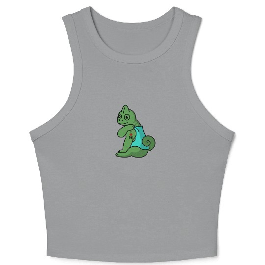 I Love Dad Chameleon Reptile Crop Tank Top