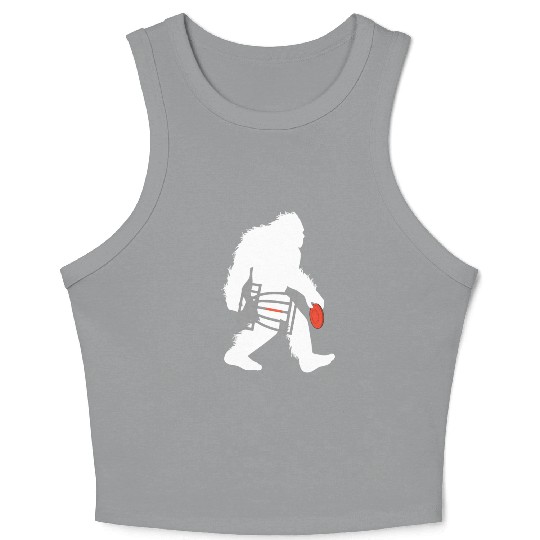 Bigfoot Disc Golf Cryptid Sasquatch Disc Golfer Crop Tank Top