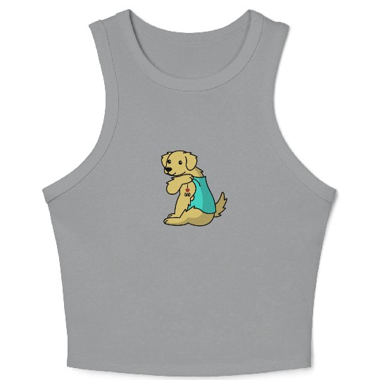 I Love Dad Golden Retriever Crop Tank Top