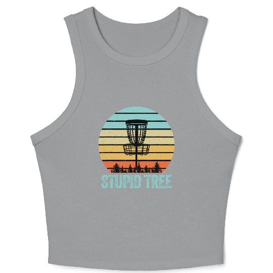 Disc Golf Crop Tank Top Funny Stupid Tree Retro Disc Golf