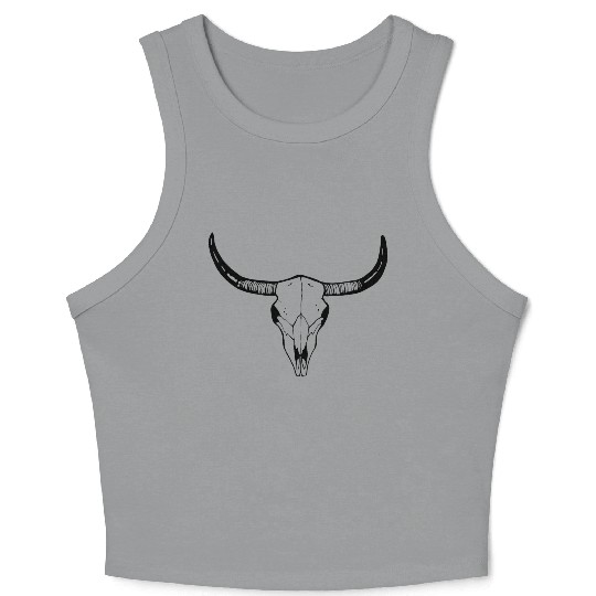 cow skull, long horn, texas Crop Tank Top