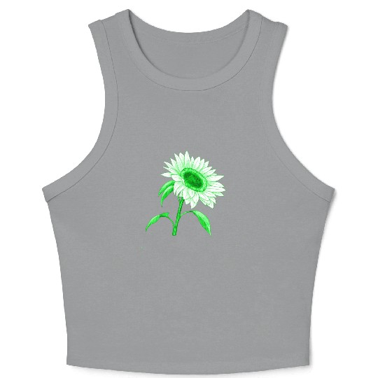 Green sunflower Crop Tank Top