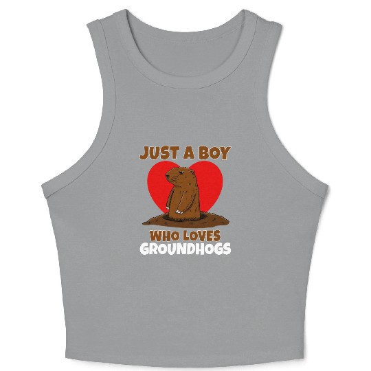 Just A Boy Who Loves Groundhog Crop Tank Top