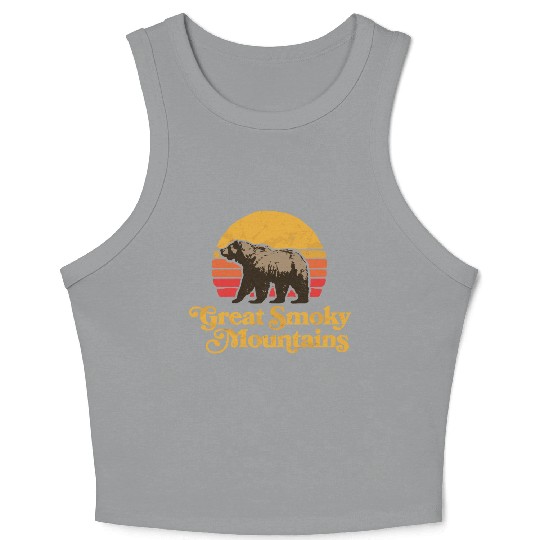 Retro Great Smoky Mountains Park Bear Crop Tank Top
