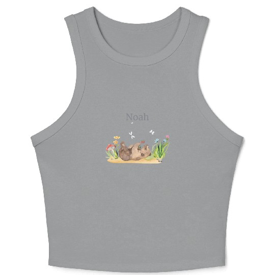 Forest Animal Bear Flowers Name Noah Crop Tank Top