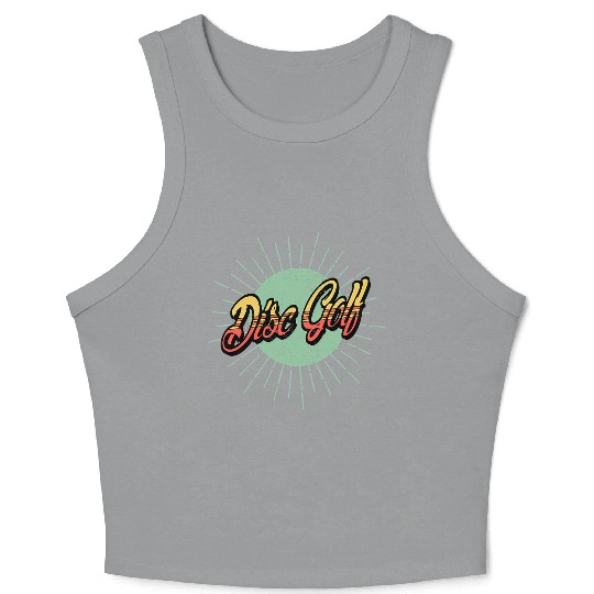 Retro Vintage Disc Golf Logo Design Graphic Crop Tank Top