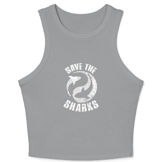 Save The Sharks Protect Ocean Scuba Diving Crop Tank Top